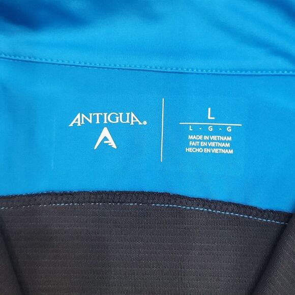 New Antigua NFL Black & Blue Quarter-Zip Pullover Carolina Panthers Shirt Size L - Picture 4 of 6